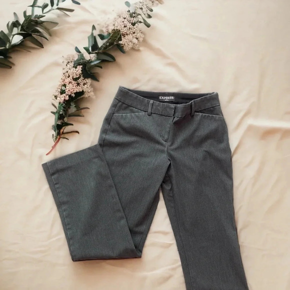 Express Editor Business Casual Gray Straight Leg Trousers Pants Size 2 Short - Picture 1 of 8